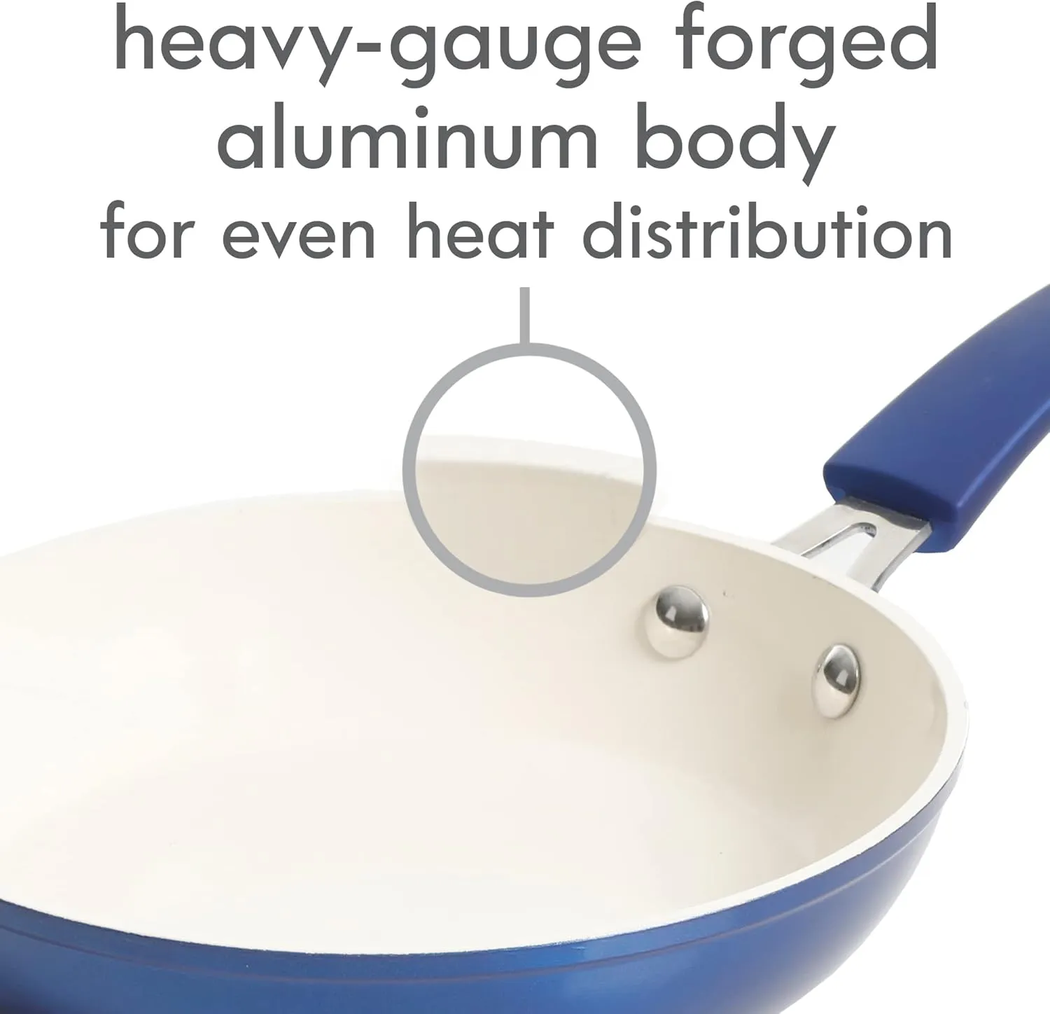 Kenmore Arlington Nonstick Ceramic Coated Forged Aluminum Induction Cookware with Bakelite Handles, 12-Piece Set, Metallic Blue