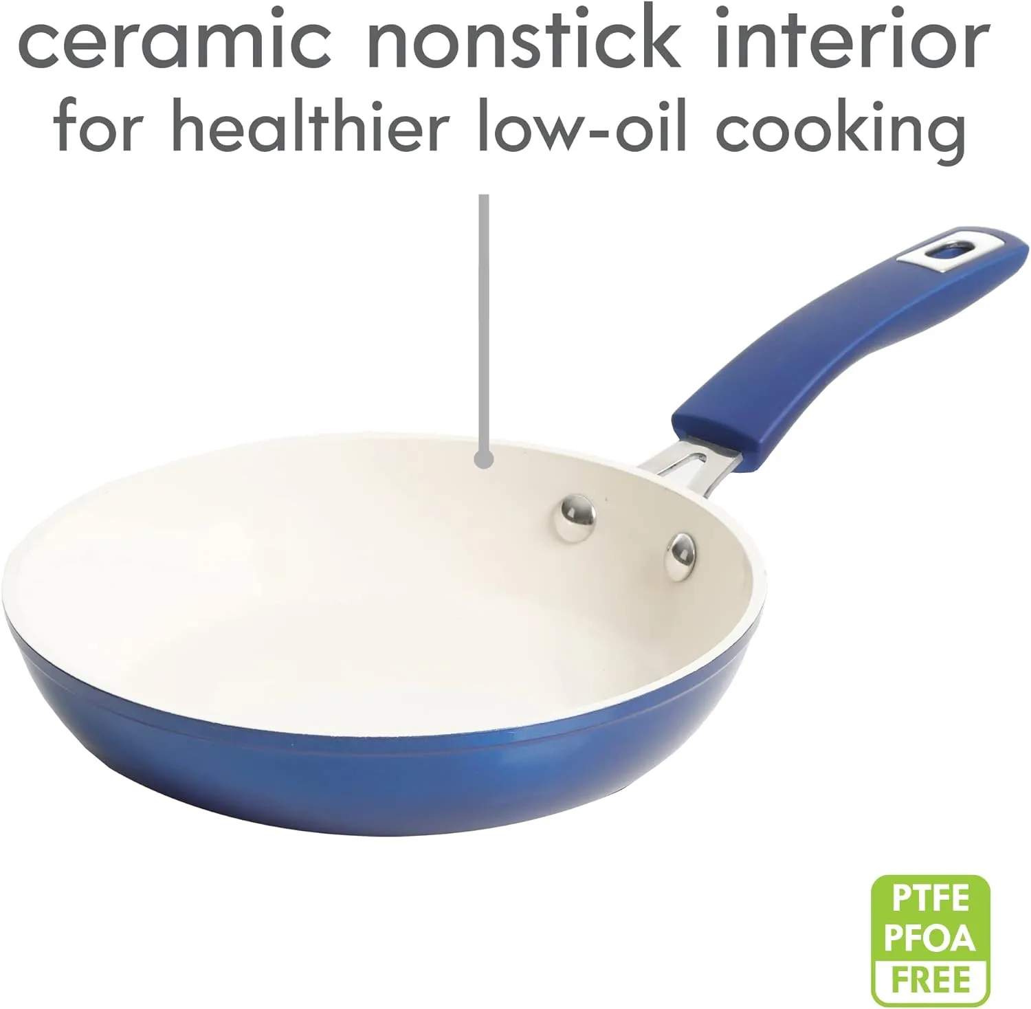 Kenmore Arlington Nonstick Ceramic Coated Forged Aluminum Induction Cookware with Bakelite Handles, 12-Piece Set, Metallic Blue