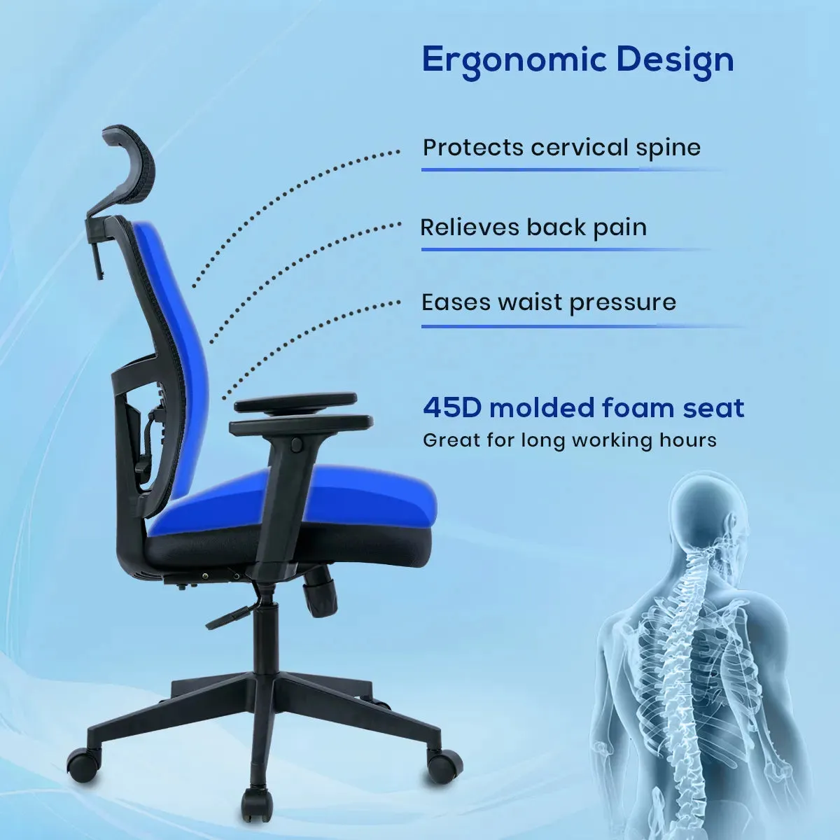 Kepler Brooks Ignis Ergonomic High Back Mesh Office Desk Chair