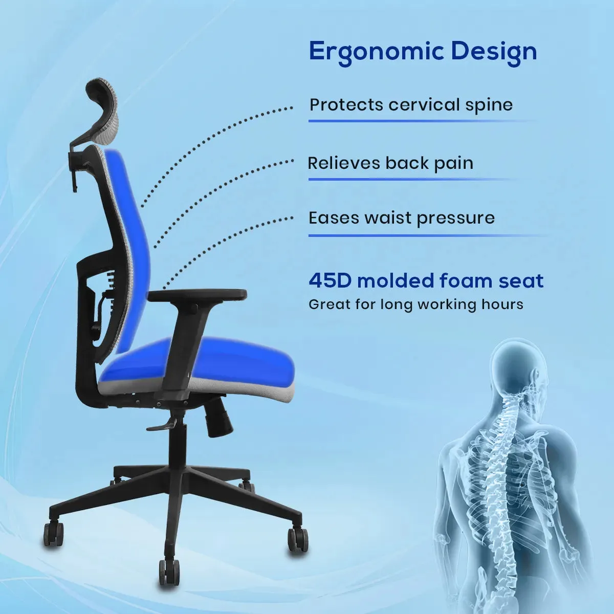 Kepler Brooks Ignis Ergonomic High Back Mesh Office Desk Chair