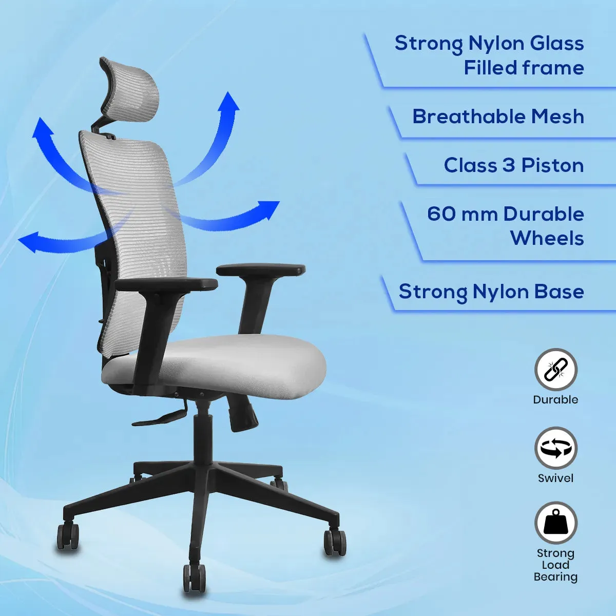 Kepler Brooks Ignis Ergonomic High Back Mesh Office Desk Chair