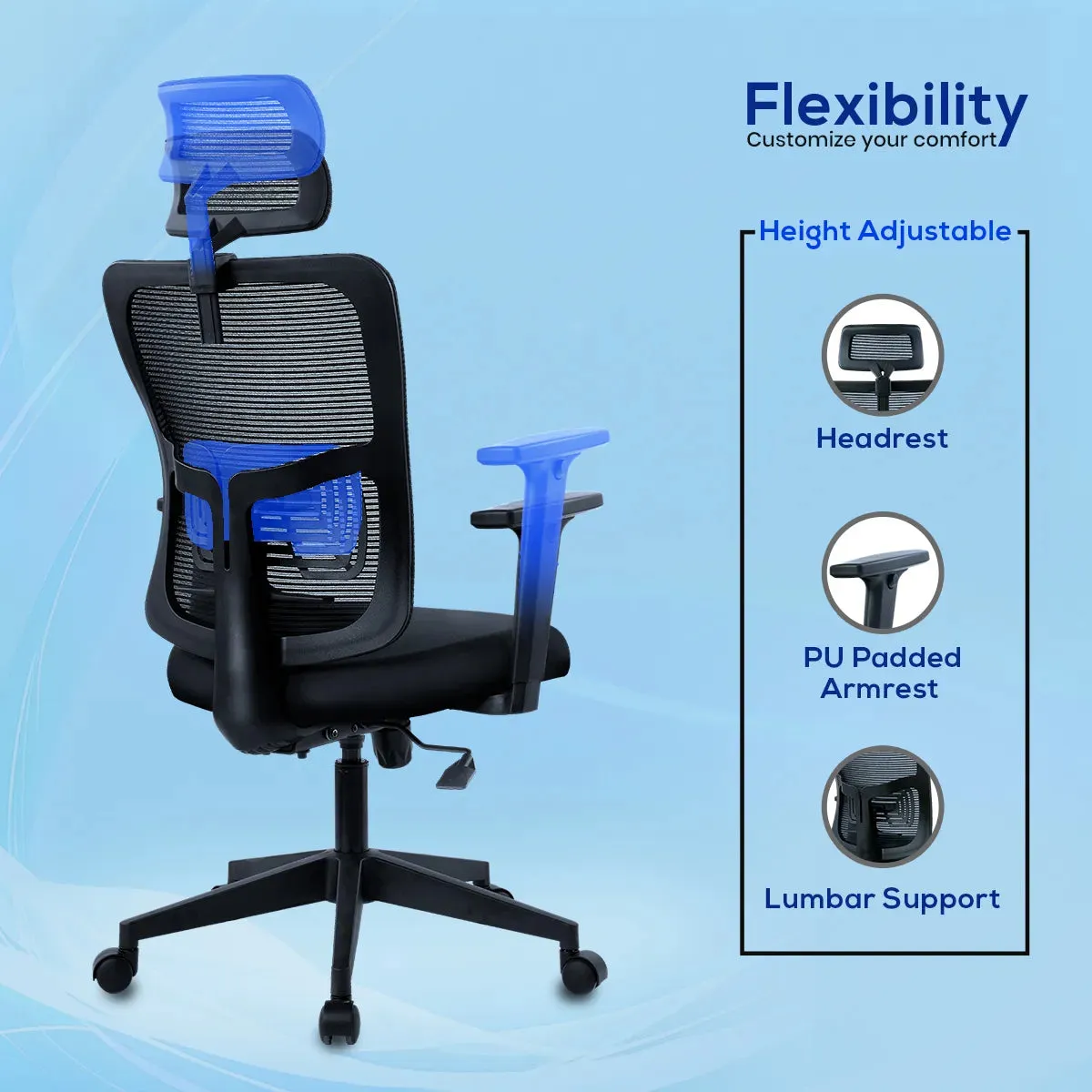 Kepler Brooks Ignis Ergonomic High Back Mesh Office Desk Chair