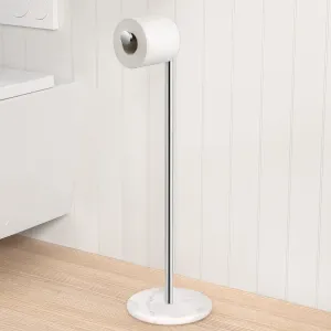 KES Freestanding Toilet Paper Stand with Natural Marble Base, 26" Height, Stainless Steel Polished Finish, BPH284S66