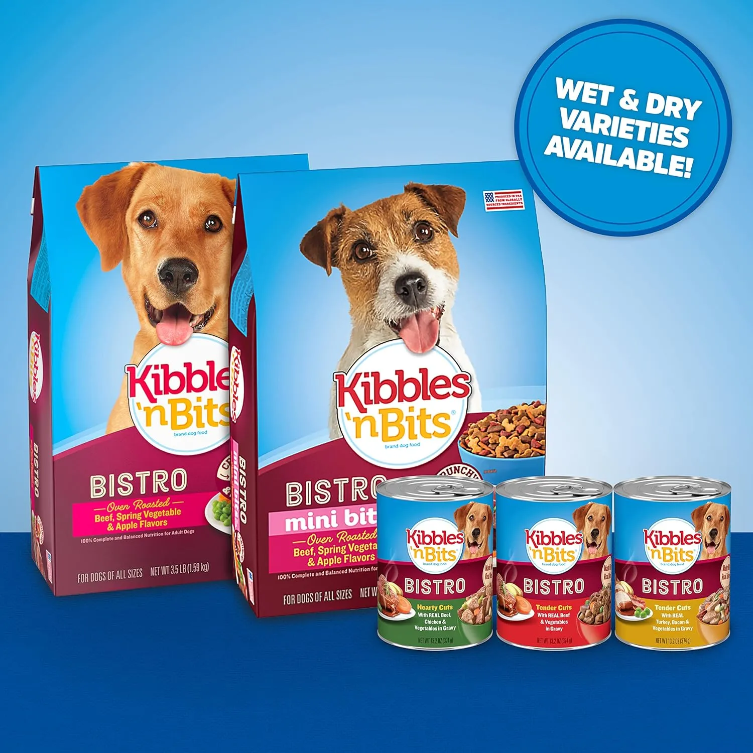 Kibbles 'n Bits Bistro Small Breed Mini Bits Oven Roasted Beef Flavor Dry Dog Food, 16lb bag
