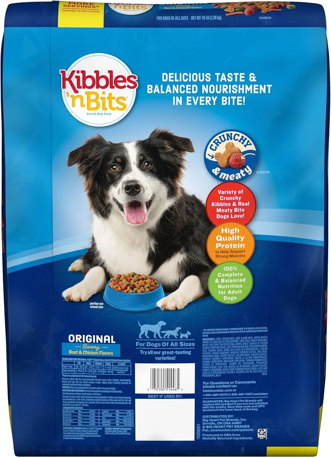 Kibbles 'N Bits Original Savory Beef & Chicken Flavors Dry Dog Food, 16-Pound
