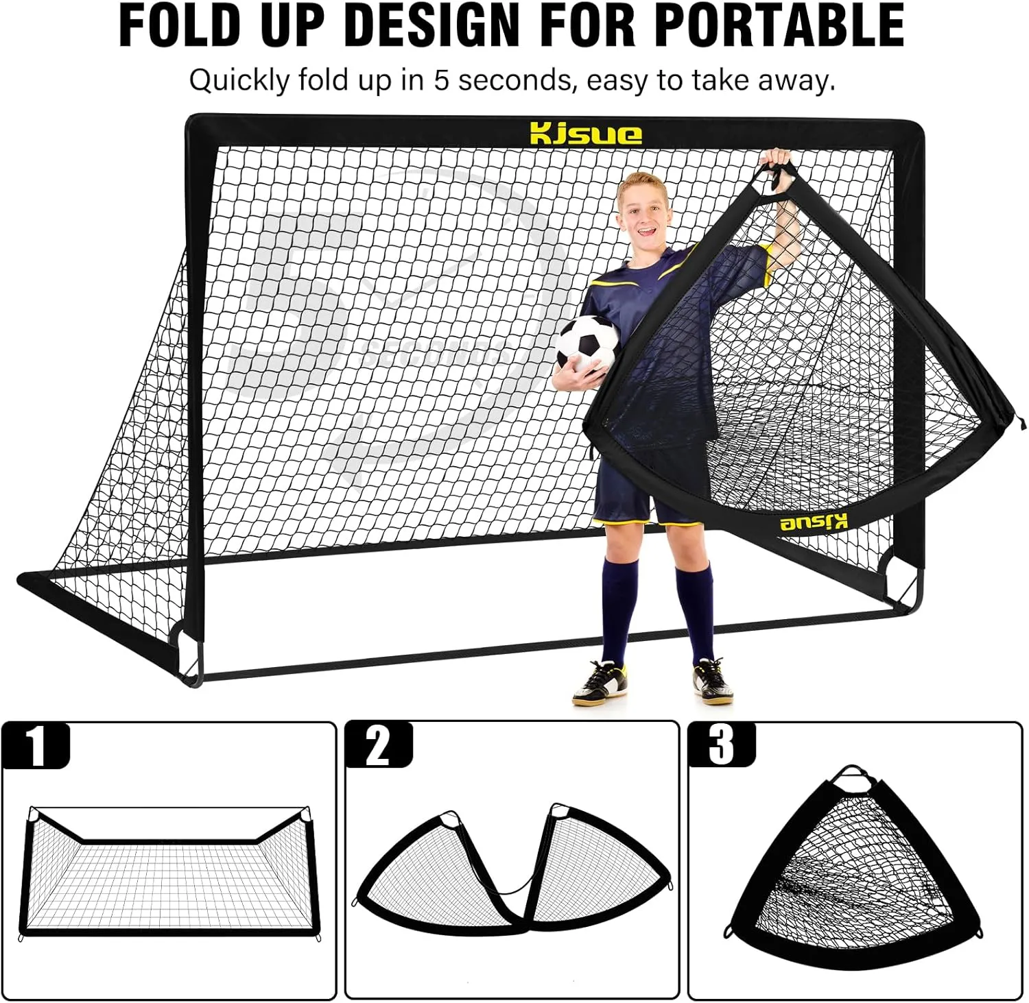 Kids Soccer Goals for Backyard Set, 2 of 6x4 ft Portable Pop Up Soccer Goal Training Equipment, Soccer Net with Target, Soccer Ball, Cones, Soccer Set for Kids Youth Toddler Sports Outdoor Games