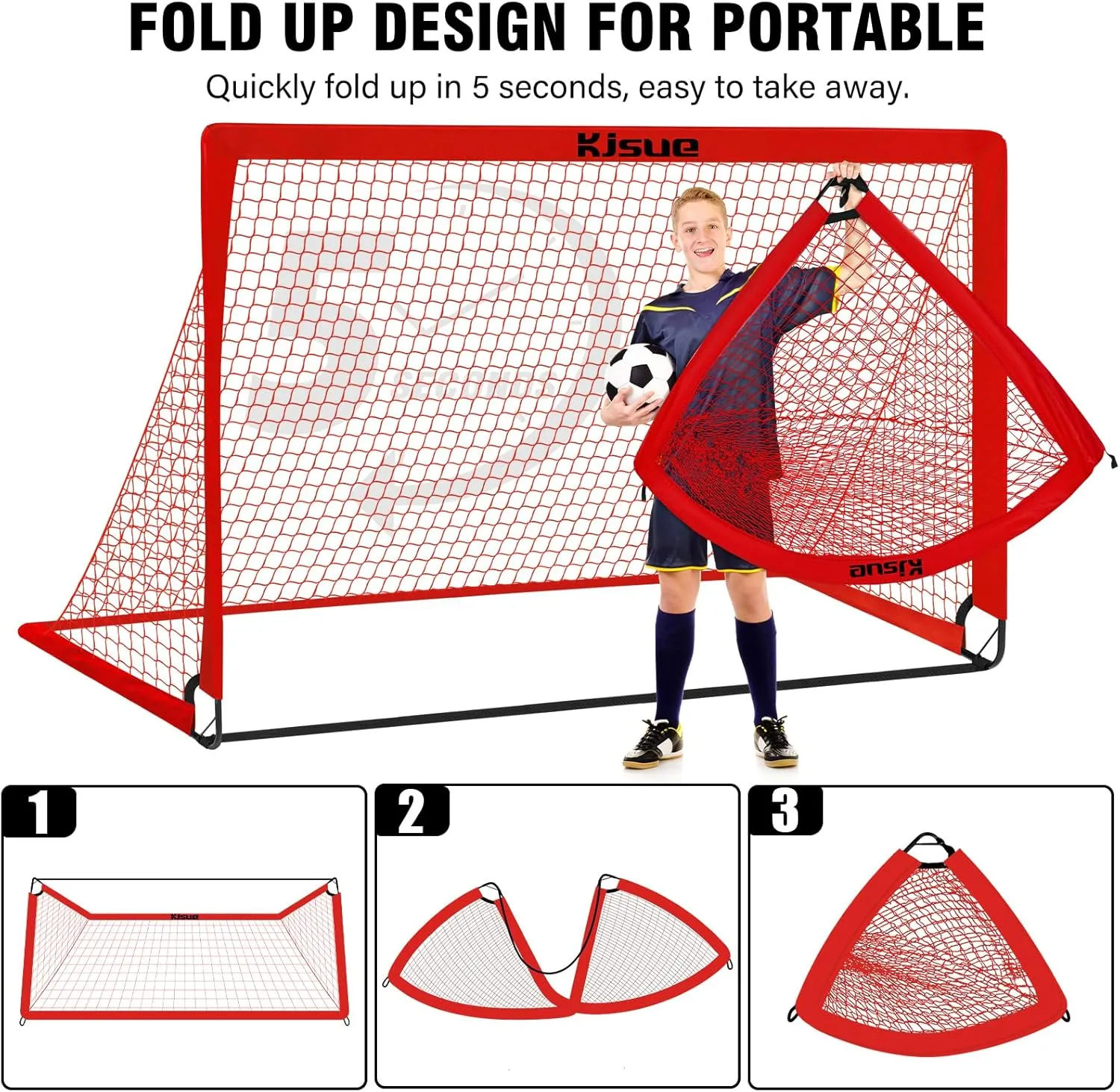 Kids Soccer Goals for Backyard Set, 2 of 6x4 ft Portable Pop Up Soccer Goal Training Equipment, Soccer Net with Target, Soccer Ball, Cones, Soccer Set for Kids Youth Toddler Sports Outdoor Games