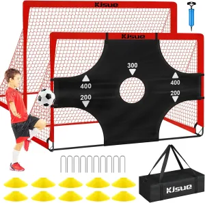 Kids Soccer Goals for Backyard Set, 2 of 6x4 ft Portable Pop Up Soccer Goal Training Equipment, Soccer Net with Target, Soccer Ball, Cones, Soccer Set for Kids Youth Toddler Sports Outdoor Games