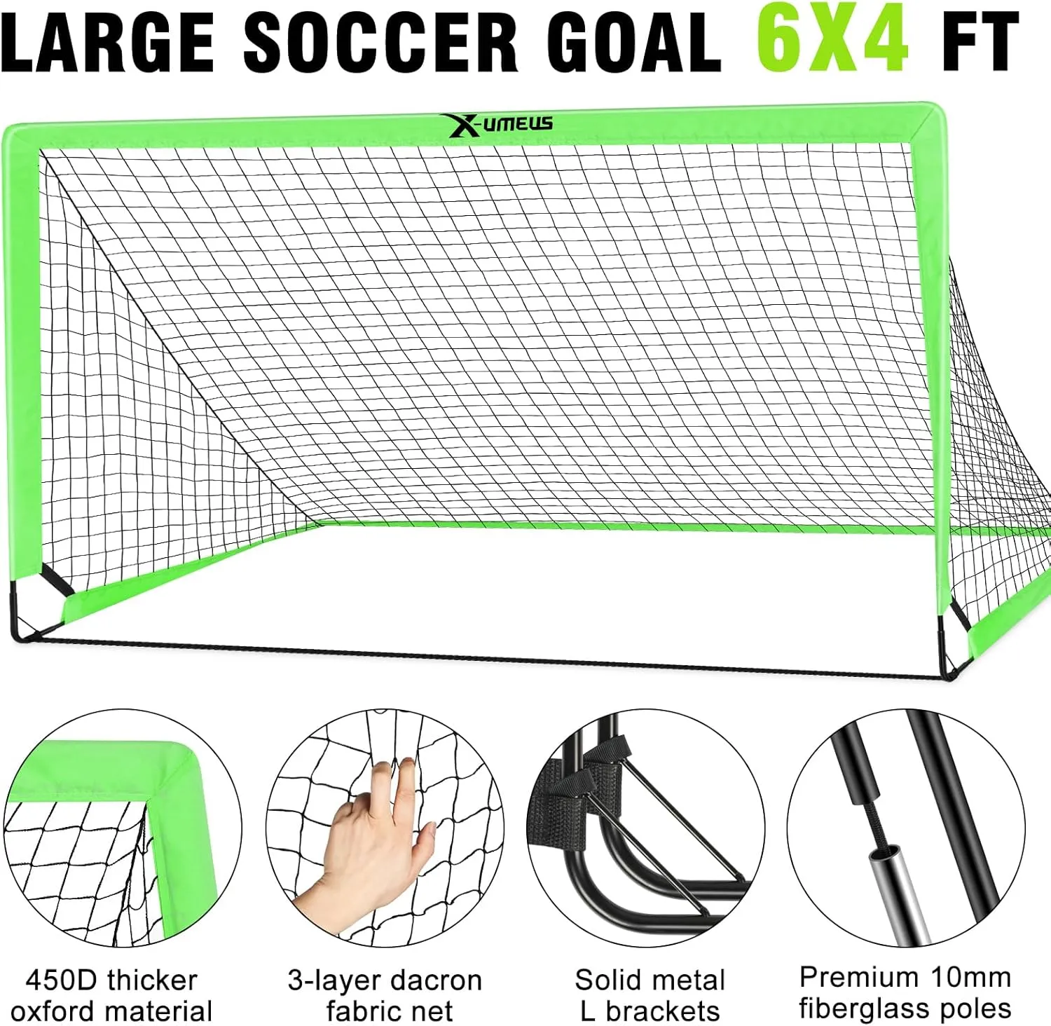 Kids Soccer Goals for Backyard Set of 2, 6x4 ft Portable Pop Up Soccer Goal Training Equipment with Soccer Ball, Ladder and Cones, Soccer Nets for Backyard for Kids Youth Toddler Outdoor Sports Games