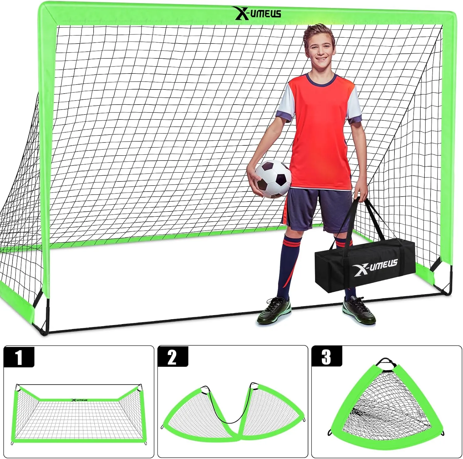 Kids Soccer Goals for Backyard Set of 2, 6x4 ft Portable Pop Up Soccer Goal Training Equipment with Soccer Ball, Ladder and Cones, Soccer Nets for Backyard for Kids Youth Toddler Outdoor Sports Games
