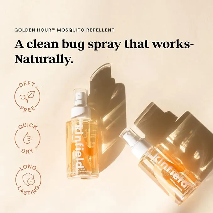 Kinfield Golden Hour Spray - Natural, Long-Lasting Insect Repellent for Outdoor Adventures and Indoor Use - TSA Approved, Cruelty-Free Skincare - 3.0 oz/ 89 ml