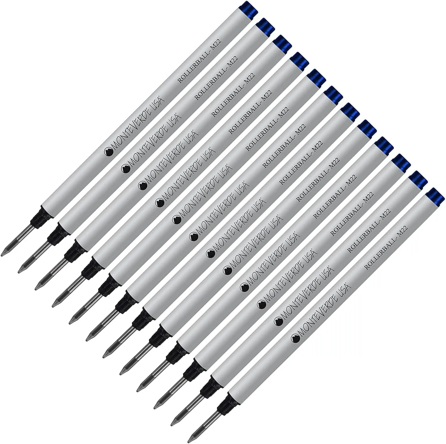Lanier Combo Pack - 12 Pack - Monteverde® Rollerball M22 Paste Ink Refill Compatible with Most Montblanc® Style Rollerball Pens - Blue (Fine Tip 0.6mm)