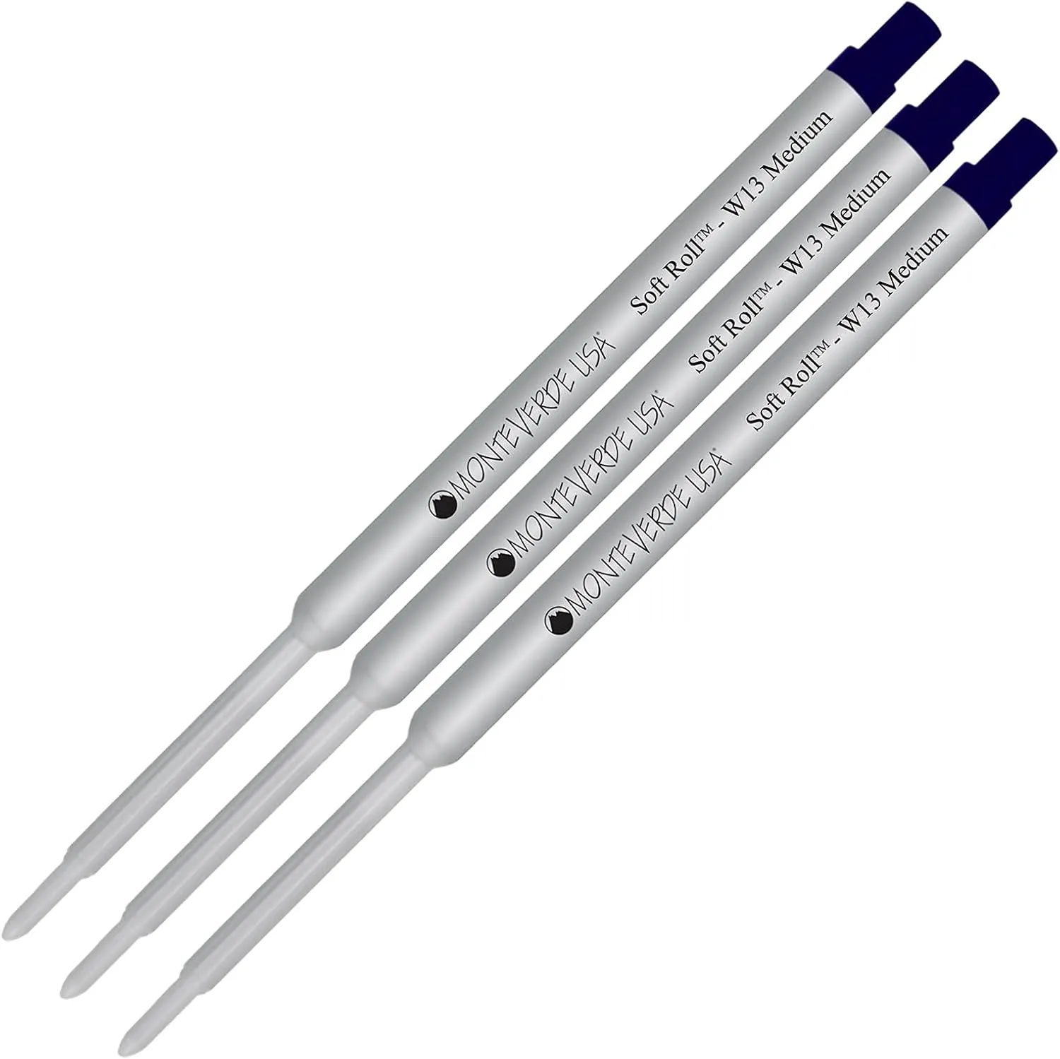 Lanier Combo Pack - 3 Pack - Monteverde® Soft Roll™ Ballpoint W13 Paste Ink Refill Compatible with Most Waterman® Style Ballpoint Pens - Blueblack (Medium Tip 0.7mm)