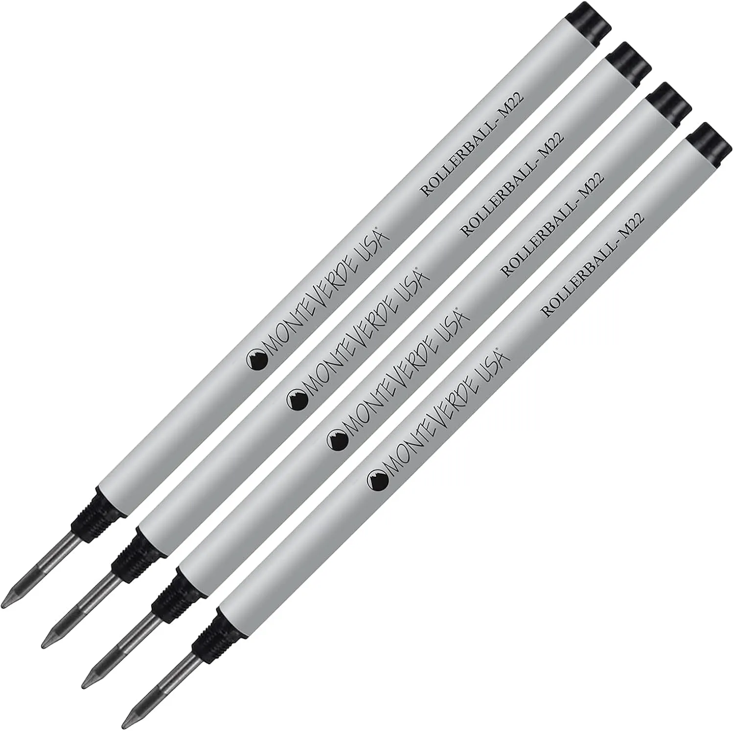 Lanier Combo Pack - 4 Pack - Monteverde® Rollerball M22 Paste Ink Refill Compatible with Most Montblanc® Style Rollerball Pens - Black (Fine Tip 0.6mm)