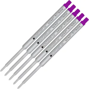 Lanier Combo Pack - 5 Pack - Monteverde® Soft Roll™ Ballpoint W13 Paste Ink Refill Compatible with Most Waterman® Style Ballpoint Pens - Purple (Medium Tip 0.7mm)