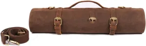 Large Chef’s Knife Roll Bag,Heavy Duty Waxed Canvas Knife Carrier,11 Pockets Kitchen Cooking Tools Storage Case, Easily Carried By Shoulder Strap ForProfessional Chefs,Culinary School Students