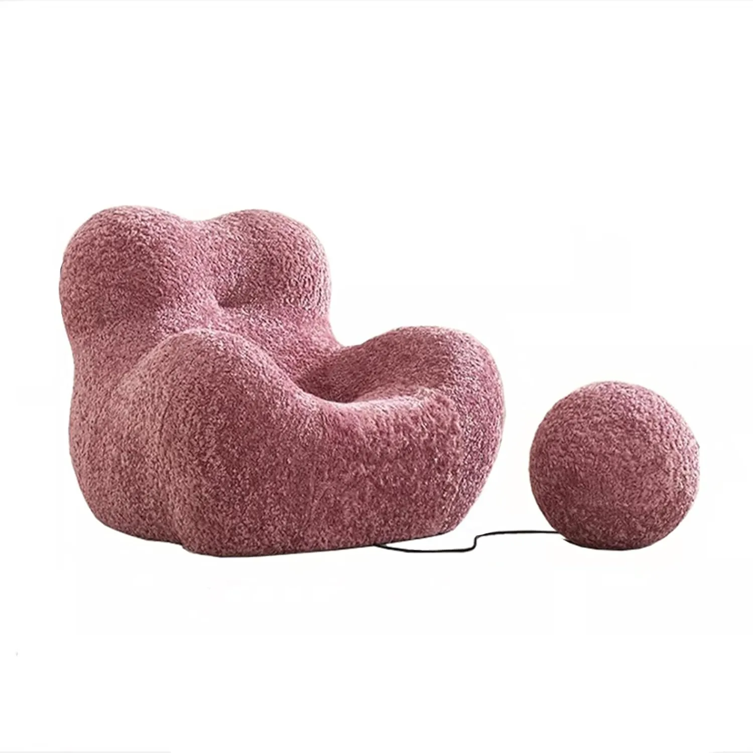 Lazy Sofa Bean Bag Sofa Upholstered Couch with Footstool, Cotton Lazy Sofa, Taylor Home Faux Sheepskin Large Overstuffed for Bedroom, Living A