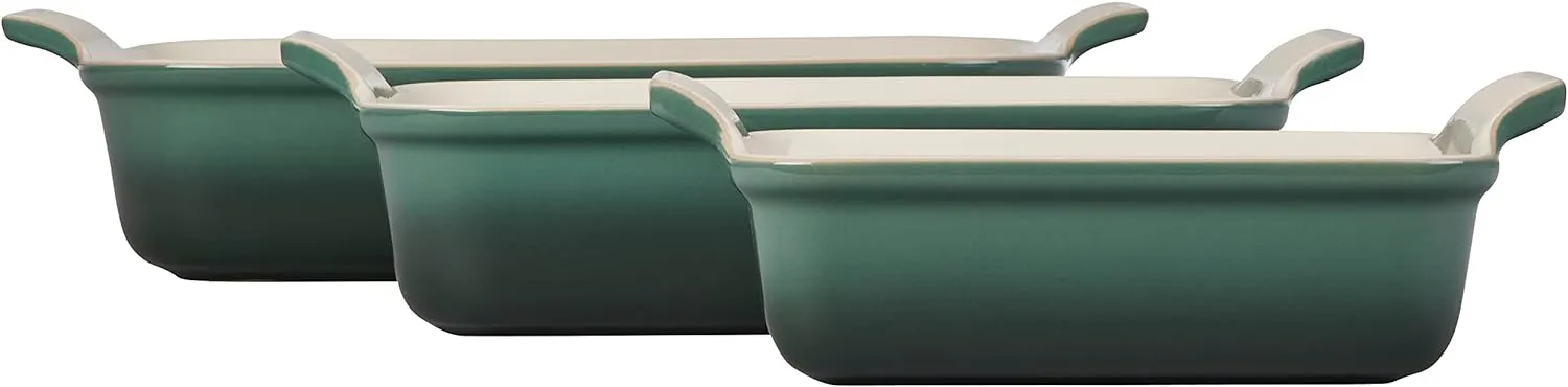 Le Creuset Stoneware Heritage Set 3 Rectangular Dishes, Artichaut