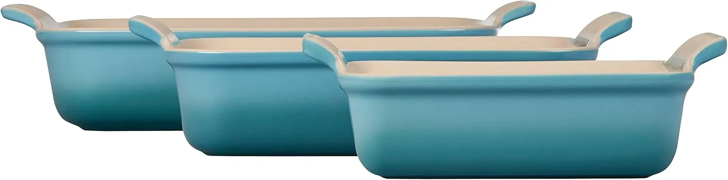 Le Creuset Stoneware Heritage Set 3 Rectangular Dishes, Caribbean