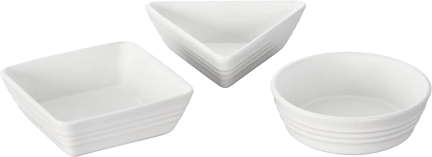 Le Creuset Stoneware Set of 3 Tapas Dishes, White