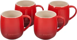 Le Creuset Stoneware Set of 4 Heritage Mugs, 13 oz. each, Cerise