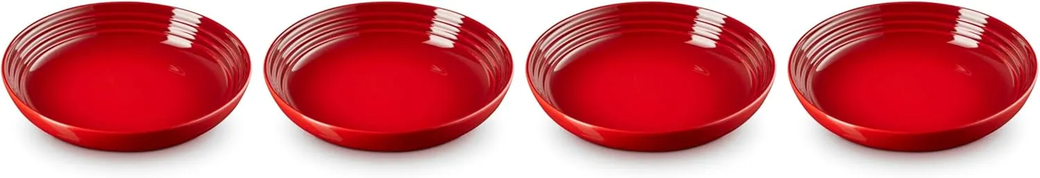 Le Creuset Stoneware Set of 4 Pasta Bowls, 8.5" each, Cerise