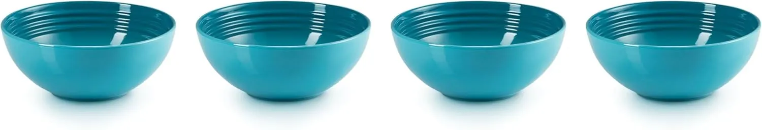 Le Creuset Stoneware Set of 4 Soup Bowls, 22 oz. (6.25") each, Caribbean