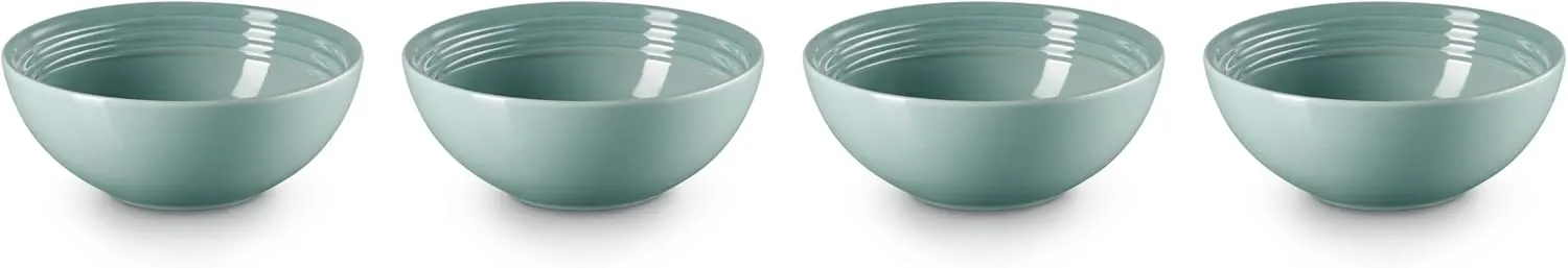 Le Creuset Stoneware Set of 4 Soup Bowls, 22 oz. (6.25") each, Sea Salt