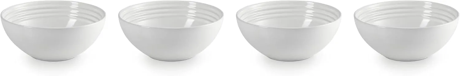 Le Creuset Stoneware Set of 4 Soup Bowls, 22 oz. (6.25") each, White