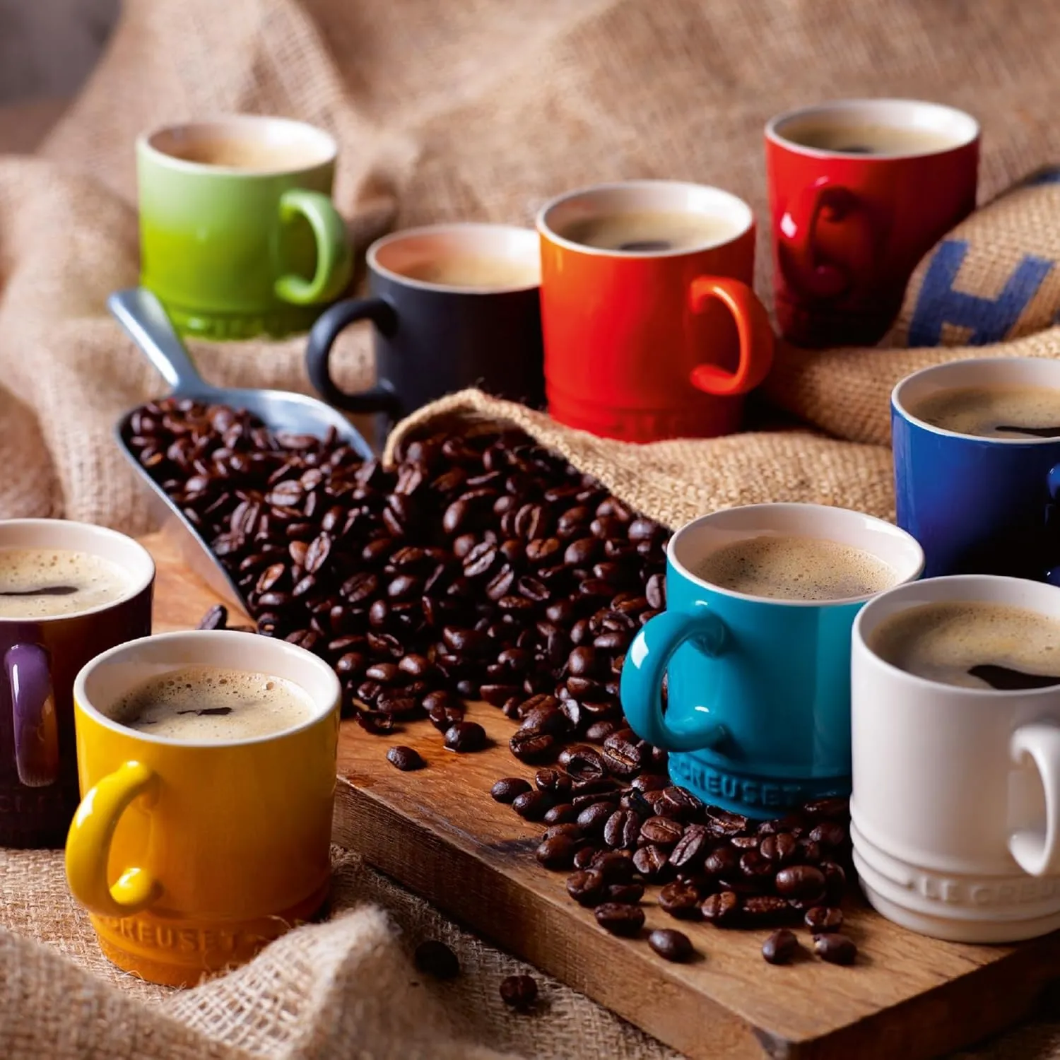 Le Creuset Stoneware (Set of 6) London Mugs, 12 oz. Each, Multi-Color