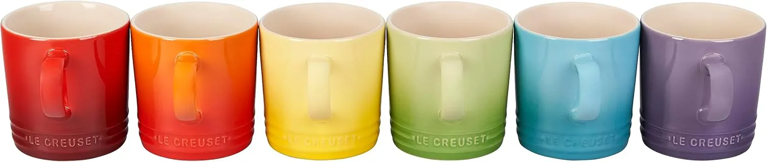Le Creuset Stoneware (Set of 6) London Mugs, 12 oz. Each, Multi-Color