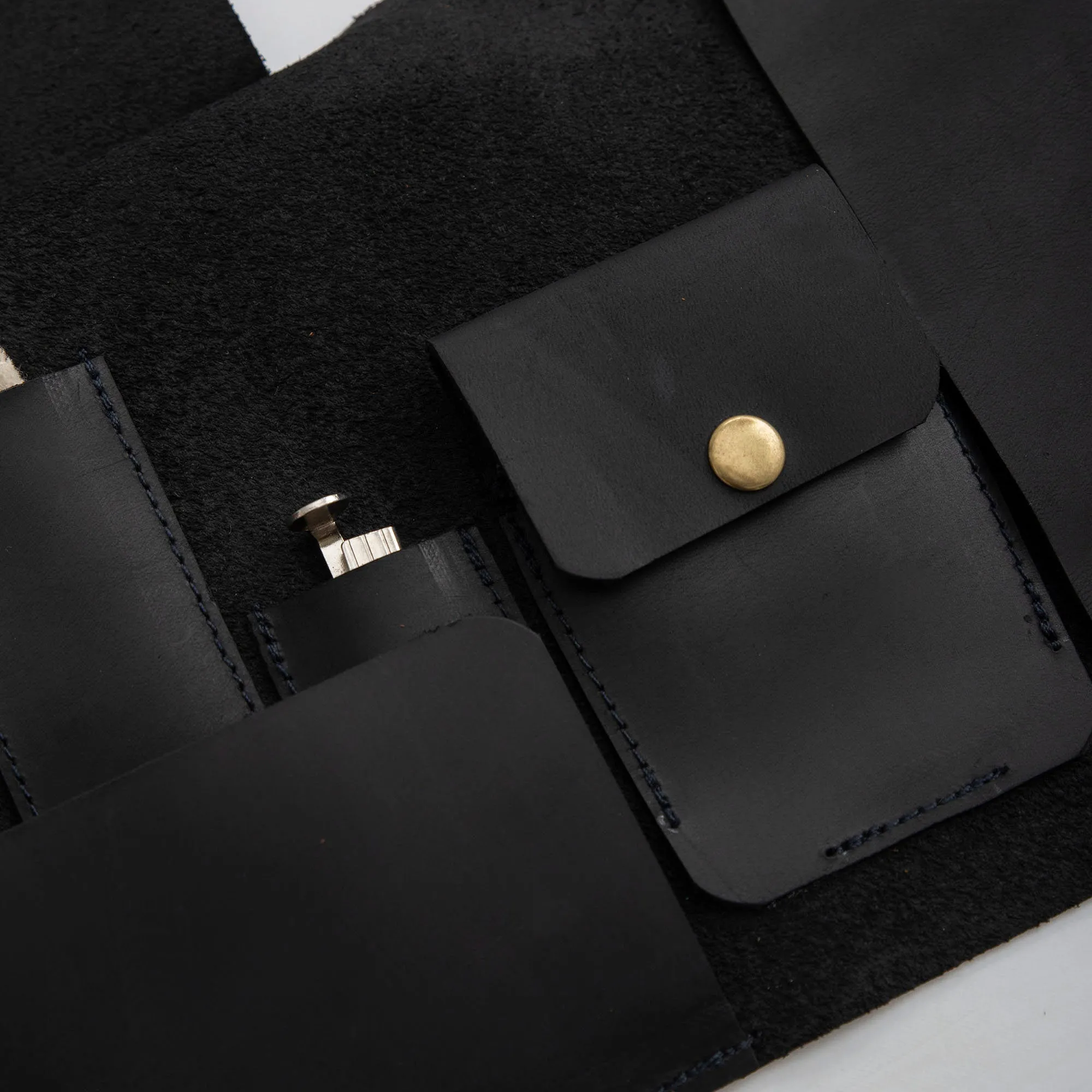 Leather Pipe Pouch for 1-Pipe, Handmade 1-Pipe Rollup Bag, Single-Pipe Rollup Pouch, Matte Black