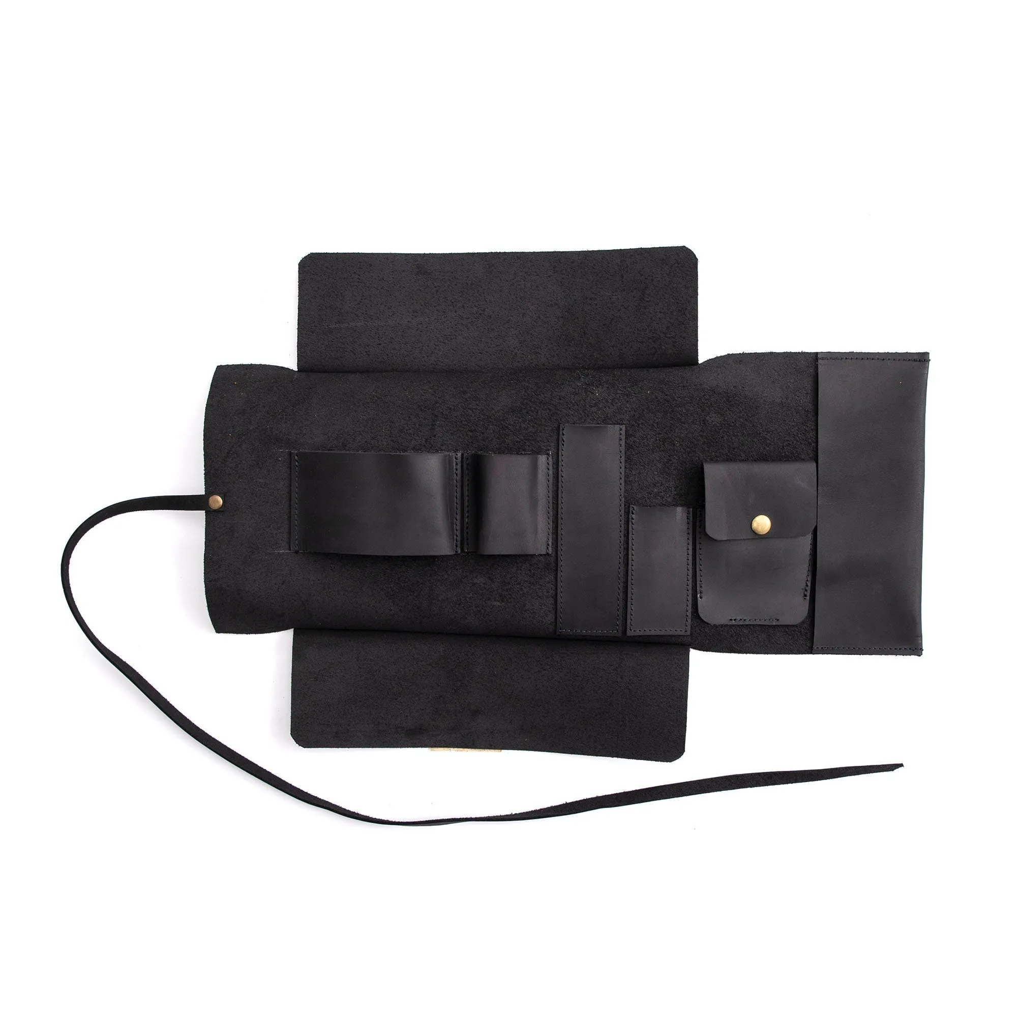 Leather Pipe Pouch for 1-Pipe, Handmade 1-Pipe Rollup Bag, Single-Pipe Rollup Pouch, Matte Black