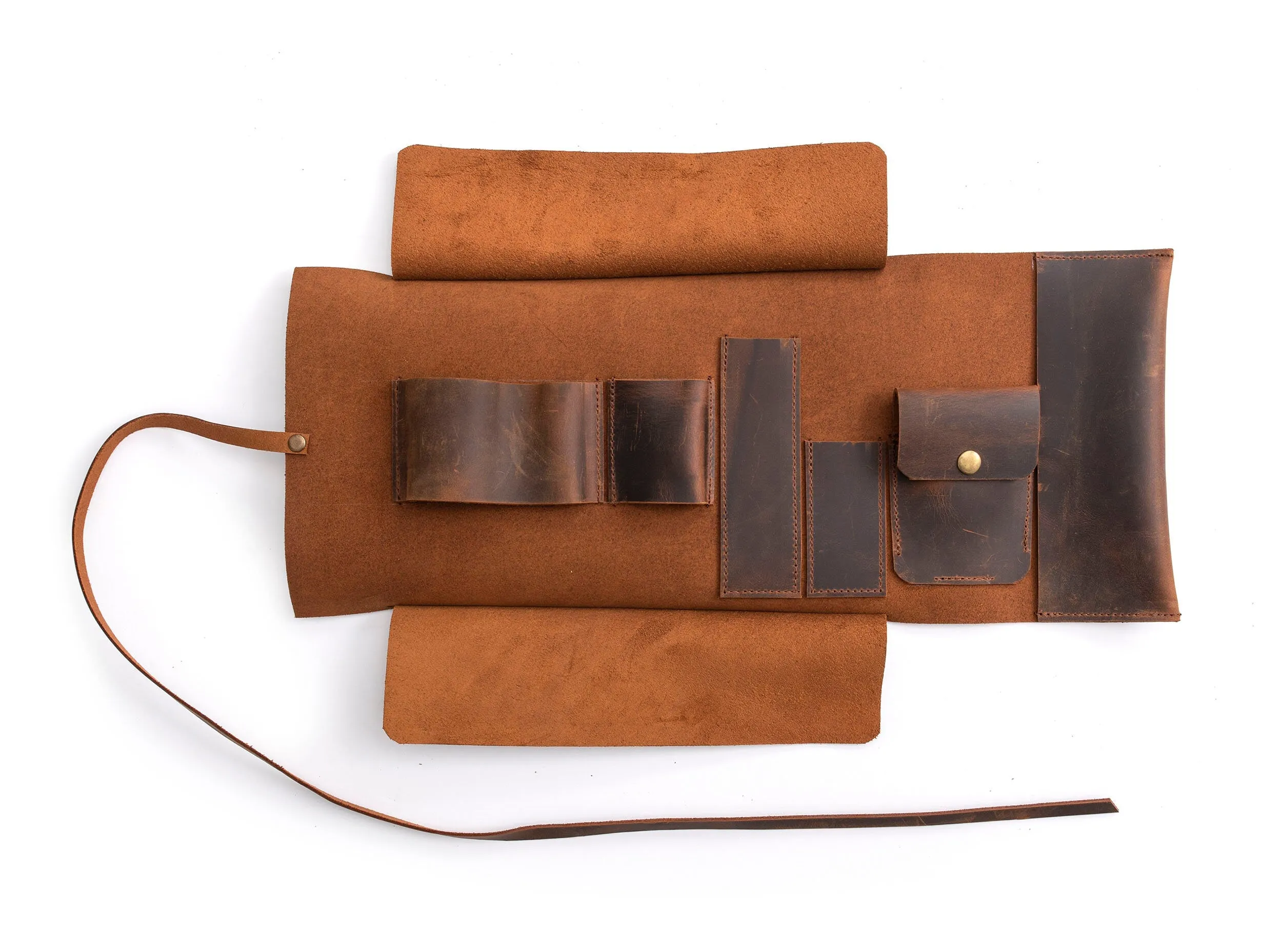 Leather Pipe Pouch for 1-Pipe, Handmade 1-Pipe Rollup Bag, Single-Pipe Rollup Pouch, Tobacco