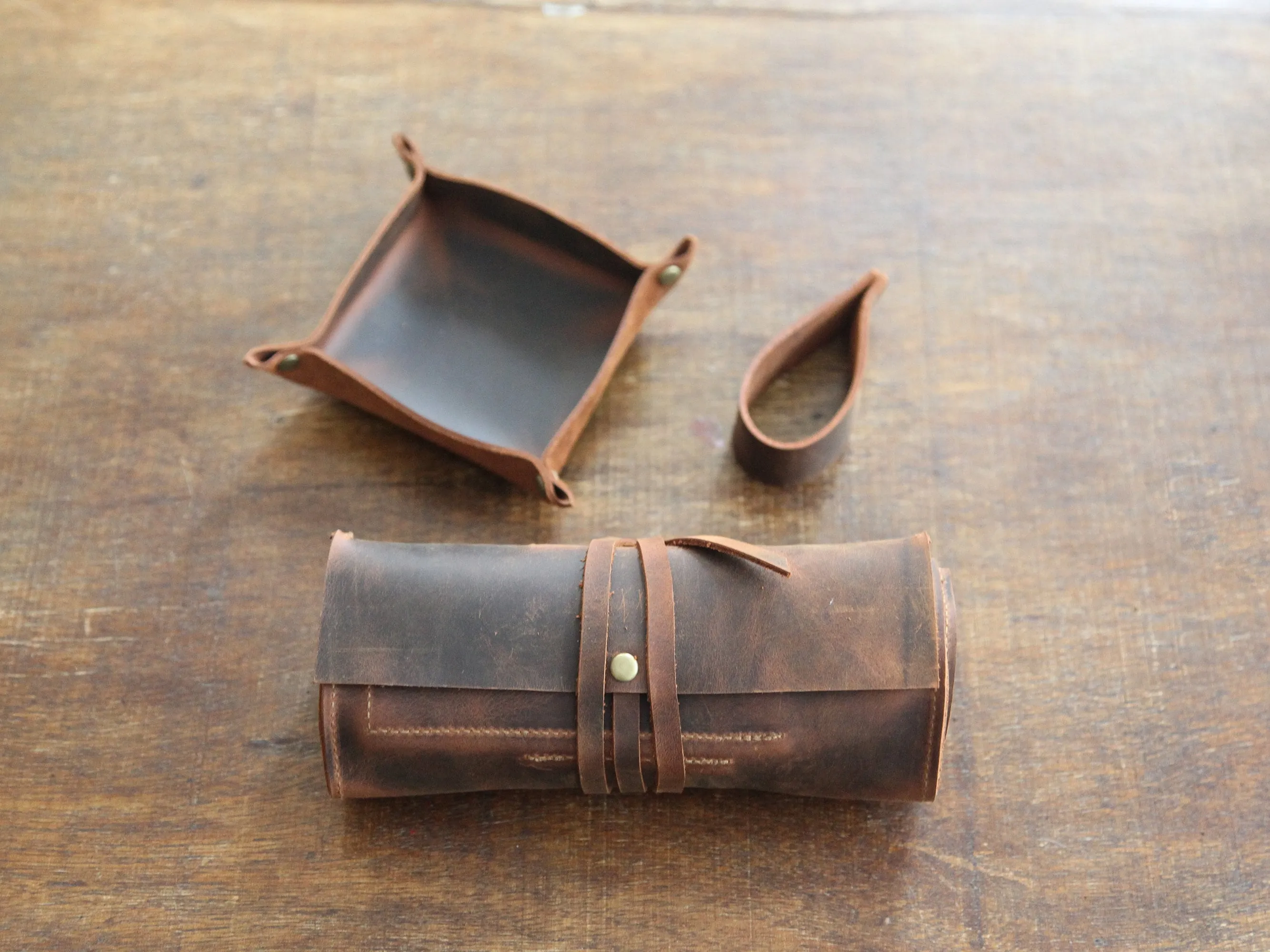 Leather Pipe Pouch for 1-Pipe, Handmade 1-Pipe Rollup Bag, Single-Pipe Rollup Pouch, Tobacco