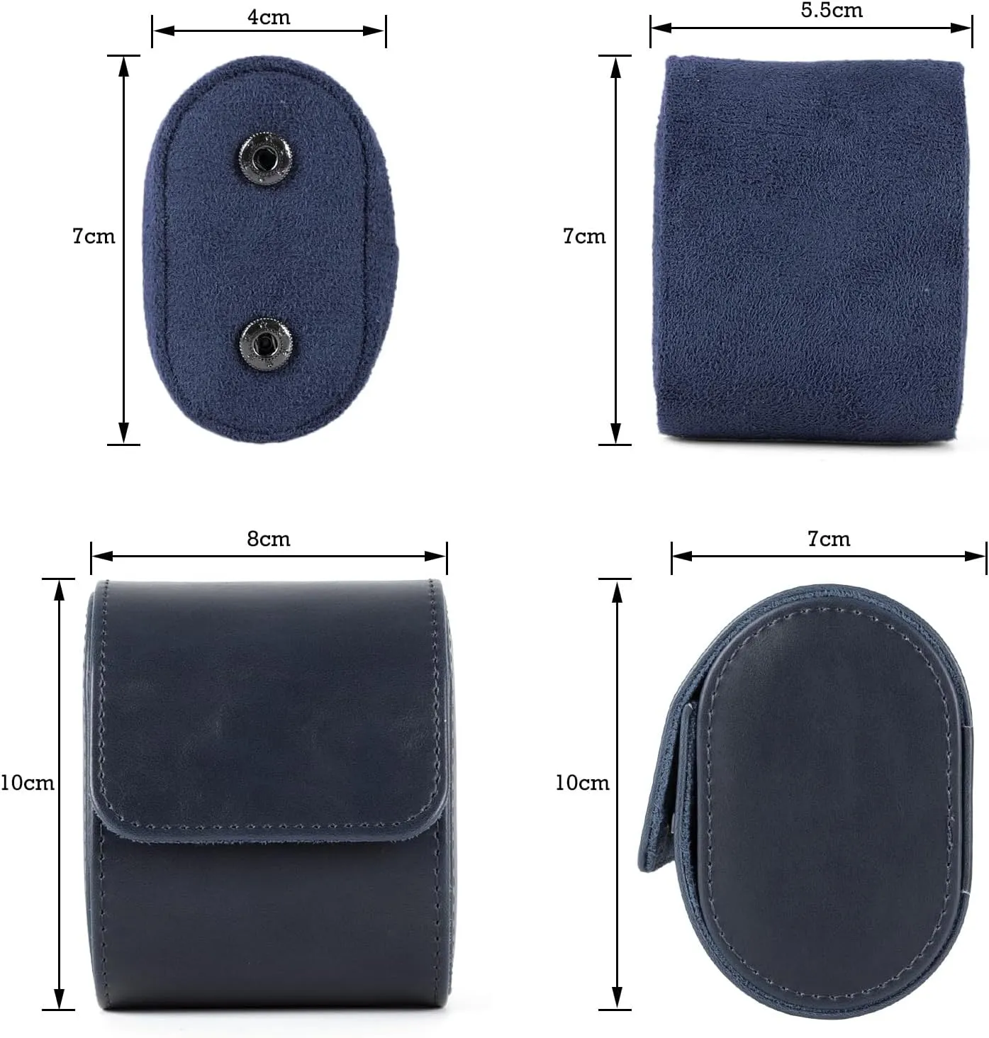 Leather Single Watch Box, Vintage Watch Roll Travel Case for Men and Women, Blue