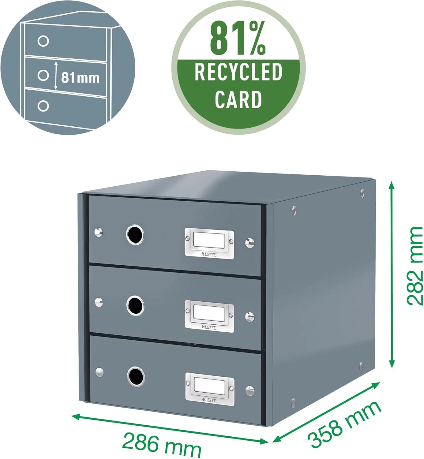 Leitz Drawer Cabinet, 3 Drawers, A4, Click and Store Range 60480062 - Purple