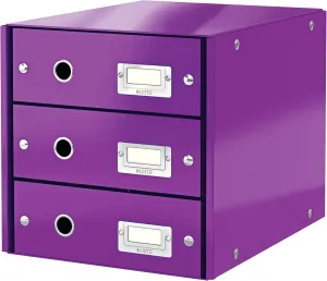 Leitz Drawer Cabinet, 3 Drawers, A4, Click and Store Range 60480062 - Purple