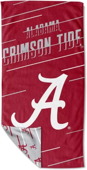 Licensed NCAA Splitter Double-Sided Quick Dry Microfiber Beach Towel 64" x 32" with Mesh Travel Bag (Alabama Crimson Tide)