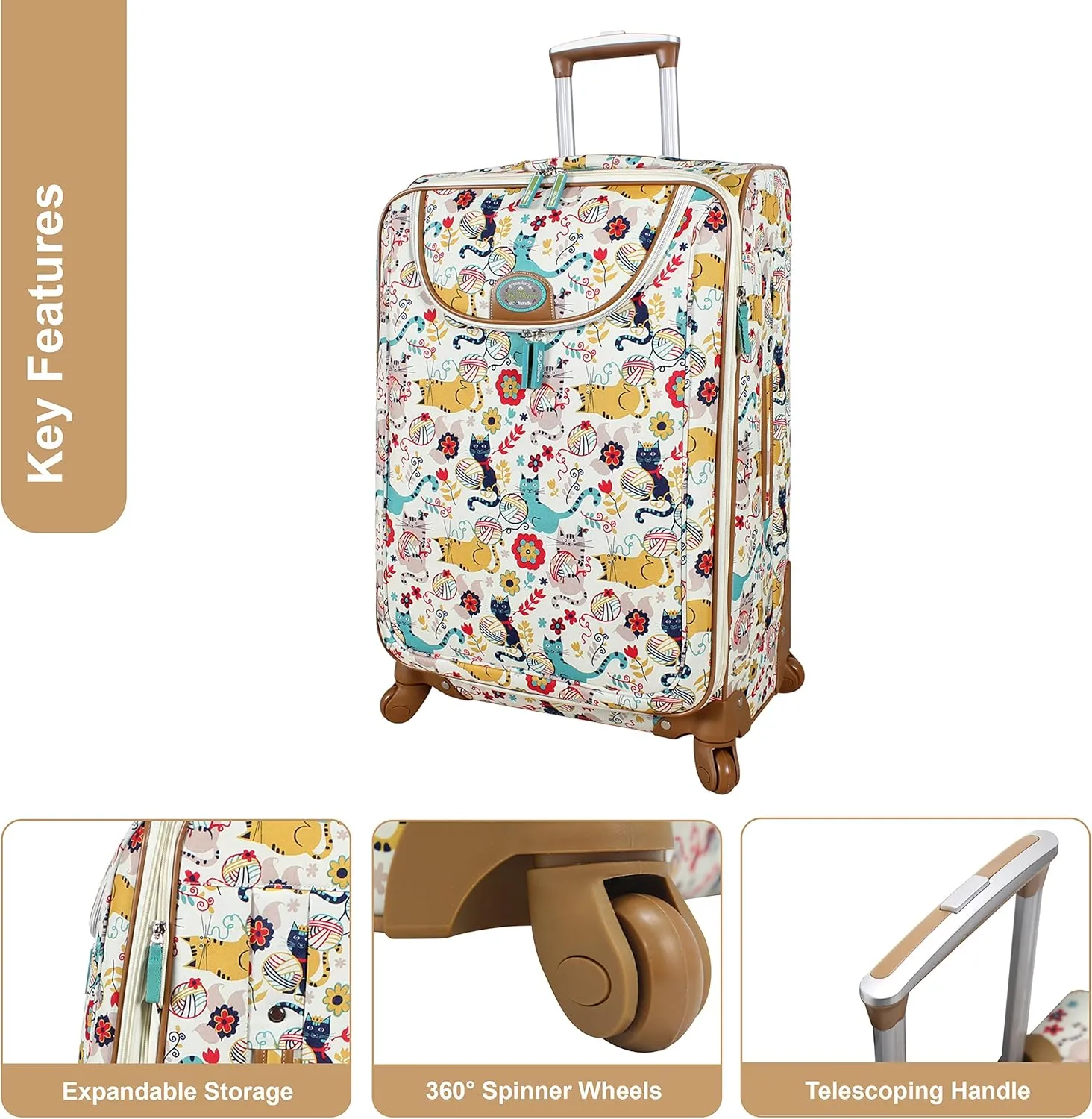 Lily Bloom Luggage Set 4 Piece Suitcase Collection With Spinner Wheels For Woman (Furry Friends)