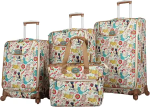 Lily Bloom Luggage Set 4 Piece Suitcase Collection With Spinner Wheels For Woman (Furry Friends)