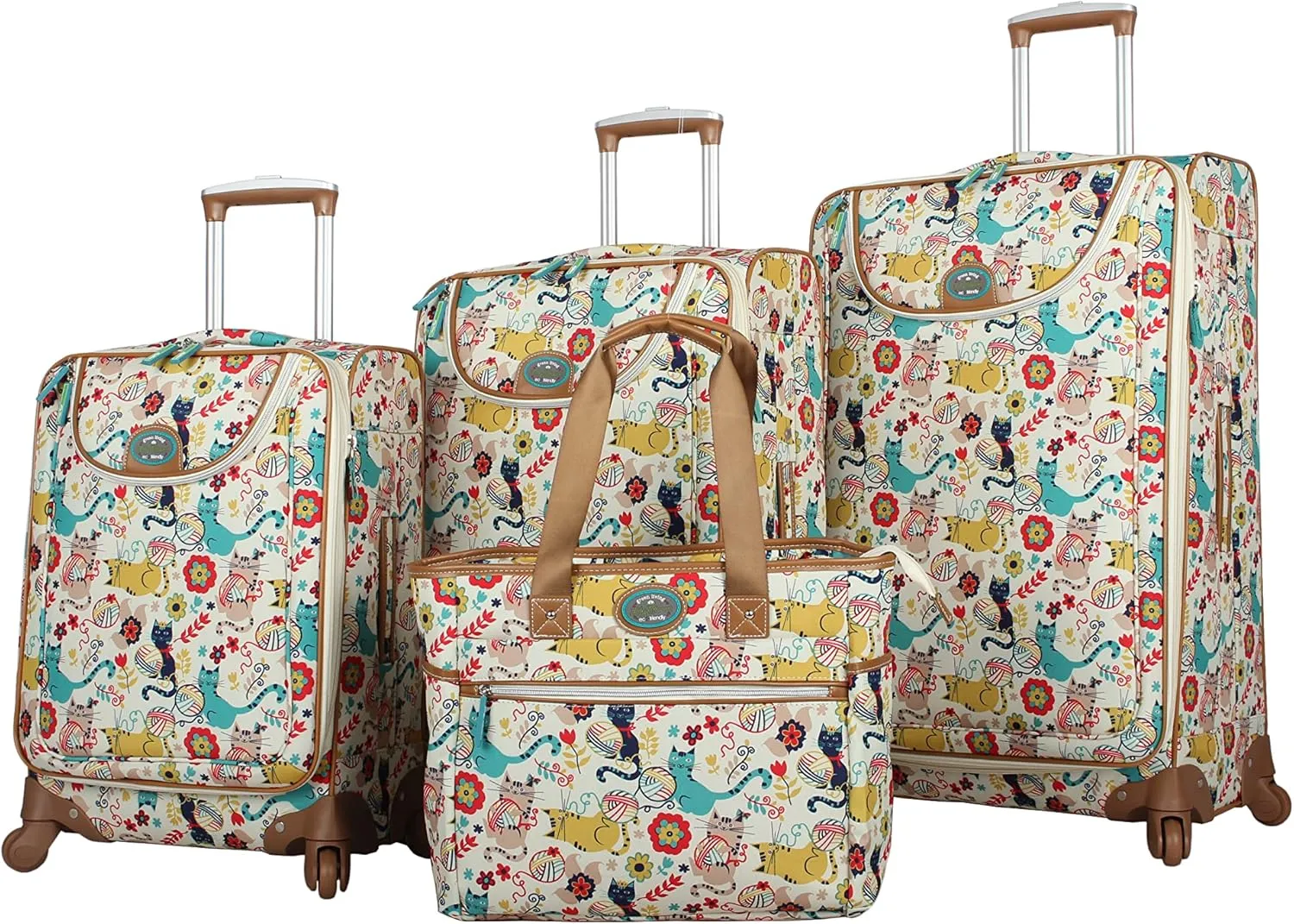 Lily Bloom Luggage Set 4 Piece Suitcase Collection With Spinner Wheels For Woman (Furry Friends)