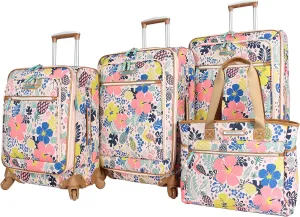 Lily Bloom Luggage Set 4 Piece Suitcase Collection With Spinner Wheels For Woman (Trop Pineapple)