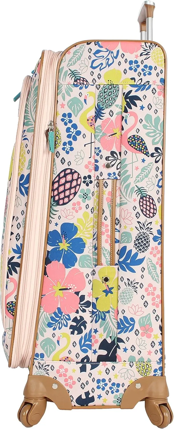 Lily Bloom Luggage Set 4 Piece Suitcase Collection With Spinner Wheels For Woman (Trop Pineapple)