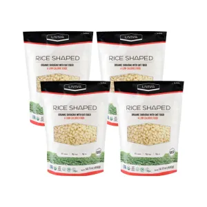 LIVIVA Organic Shirataki Konjac Rice Shaped Noodle 4 Pk (73.33 oz) – Diabetic-Friendly Low Carb, Low Calorie Pasta Noodles Ready to Serve – No Odor, Certified Non-GMO, Gluten Free, Vegan, Plant-Based, Keto, Kosher, Halal