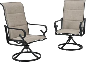 LOKATSE HOME High Back Textilene Outdoor Patio Swivel Chair Set of 2, 360° Mesh Rocker, for Backyard, Patio, Lawn, Garden