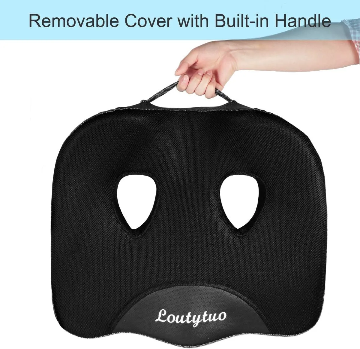 LOUTYTUO Seat Cushion Pillow,100% Memory Foam and Washable Cover,for Office Chair,Car Seat and Wheelchair,Tailbone & Sciatica & Back Pain Relief