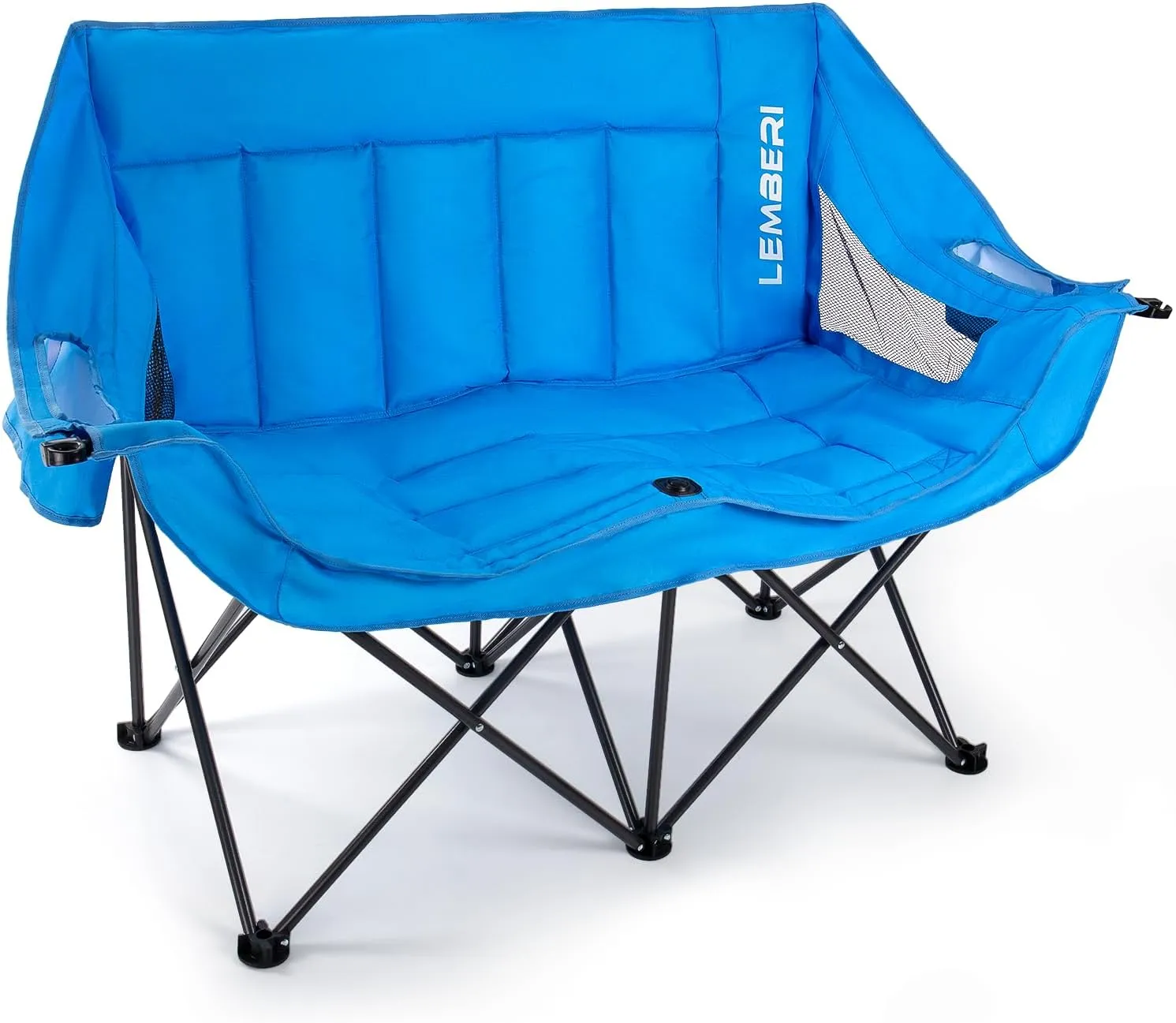 Loveseat Camping Chair for 2 Person, Oversized Double Camping Chair, Portable Folding Outdoor Camping Couch for Adults with Side Pockets and Cup Holder & Carry Bag - Supports 600LBS, Blue