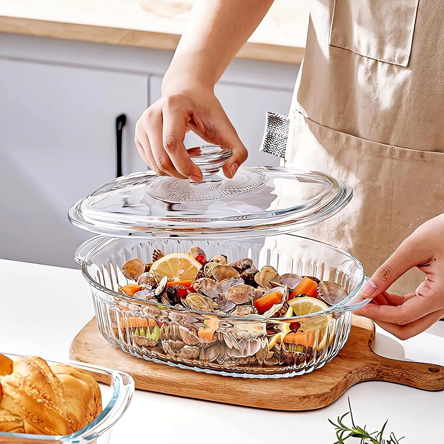 M MCIRCO 4-Piece Glass Casserole Baking Dish, Set of 2 Casseroles With Glass Lids, 1.9 Qt and 3 Qt