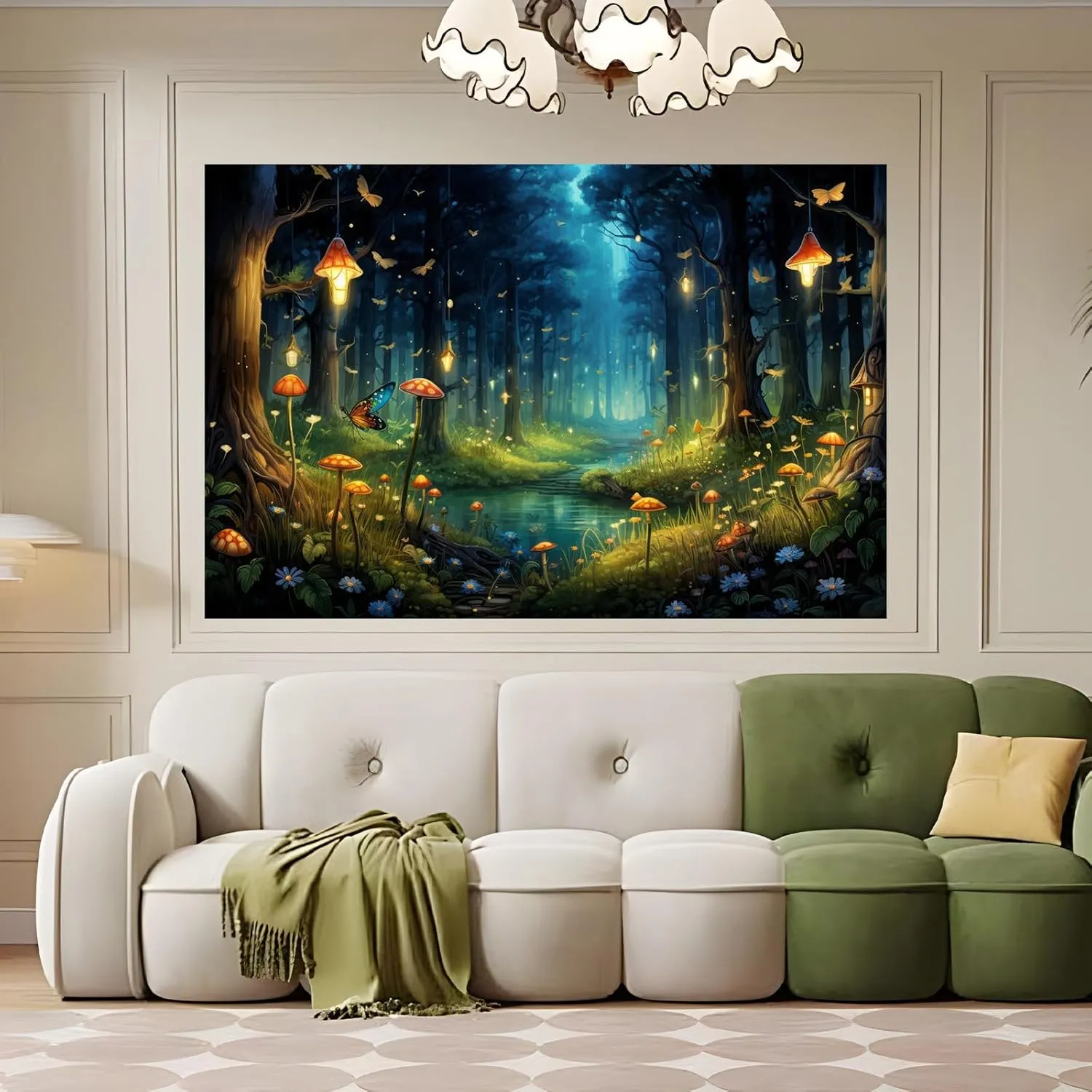 Magical Fantasy Forest Photography Backdrop Jungle Safari Theme Party Background Spring Green Tree Mushroom Butterfly Enchanted Forest Theme Baby Shower Adult Photo Studio Props 10x8ft